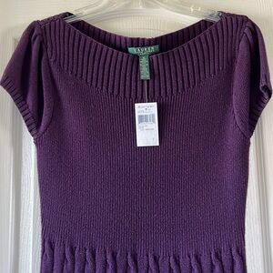 Ralph Lauren Sweater Knit Dress Textured NWT Purple